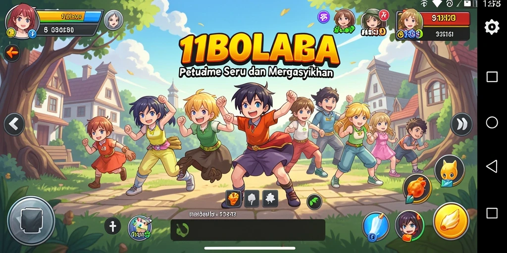 Tampilan petualangan seru dalam gameplay 11BOLA yang penuh warna.