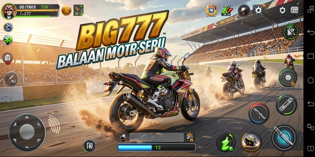 Screenshot menunjukkan gameplay balapan motor yang mendebarkan dan visual yang menakjubkan.