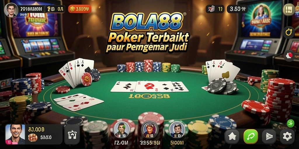 Screenshot BOLA88 menampilkan aksi seru di meja poker.