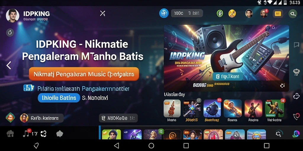 Tampilan utama aplikasi IDPKING dengan berbagai opsi musik.