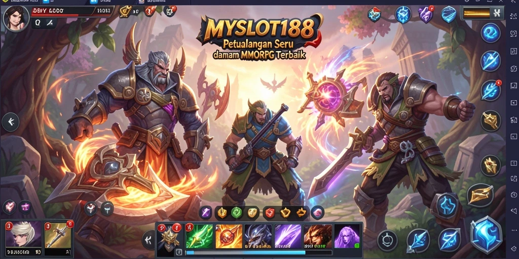 Screenshot MYSLOT188 menampilkan pertarungan epik dalam dunia MMORPG.