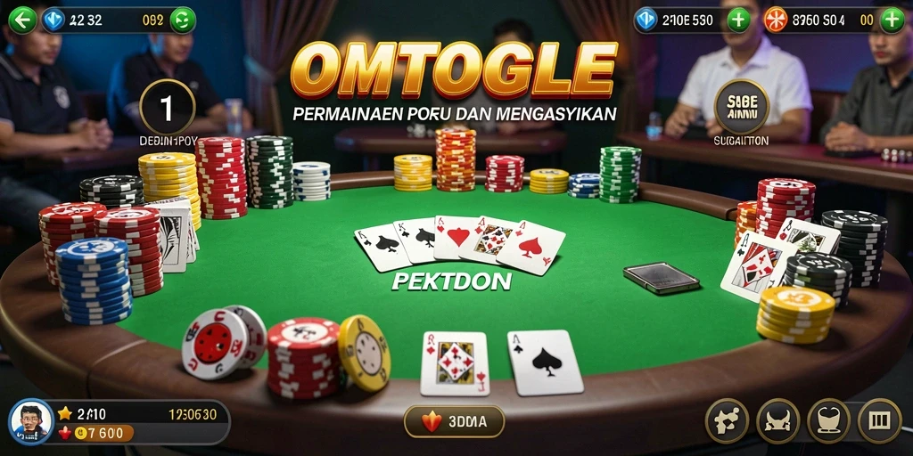 Tampilan utama gameplay Poker di OMTOGEL dengan suasana yang mendebarkan.