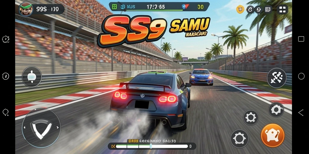 Screenshot gameplay S9S9 menampilkan balapan yang mendebarkan dan grafis menawan.