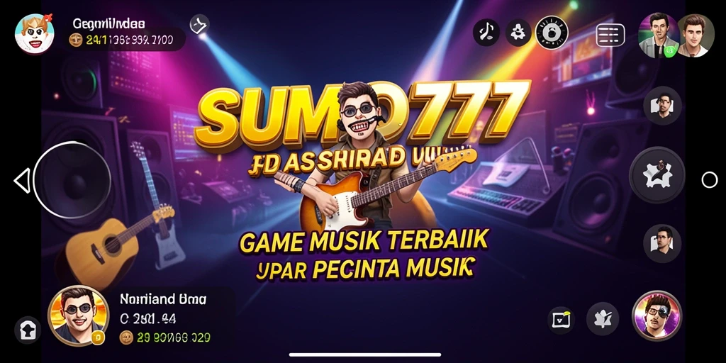 Tangkapan layar utama SUMO777 menampilkan gameplay musik yang menarik.